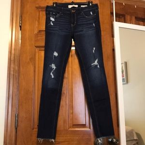 Dark wash distressed jeans